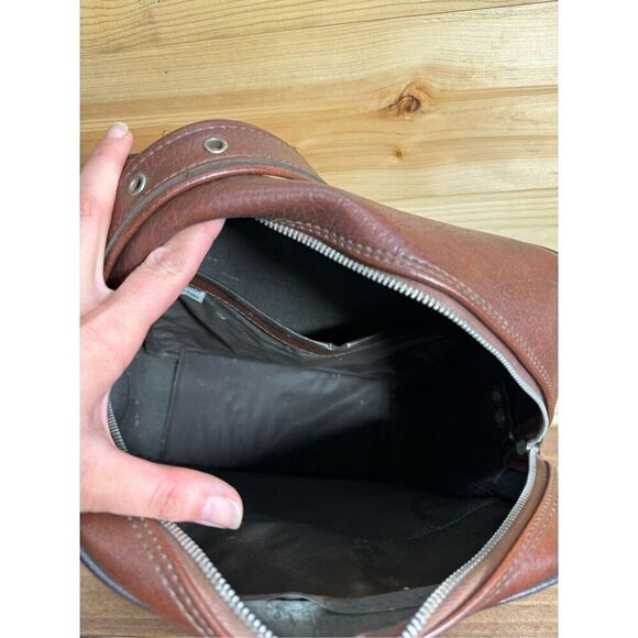 Interpur 1980s Carry On Luggage Weekender Bag Vintage Brown Vinyl Travel Tote Le - Picture 6 of 13